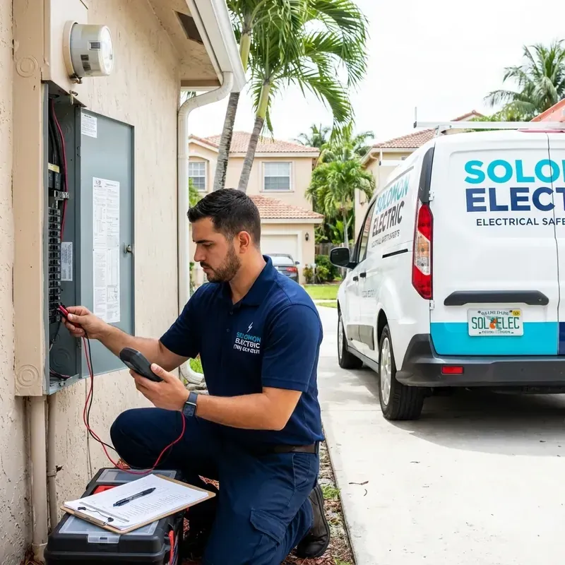 Professional electrician performing comprehensive electrical safety inspection with thermal imaging camera