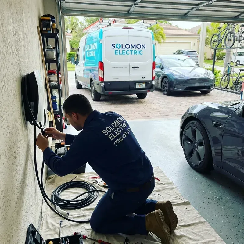 Tesla Wall Connector and Level 2 EV charger installation in Miami garage