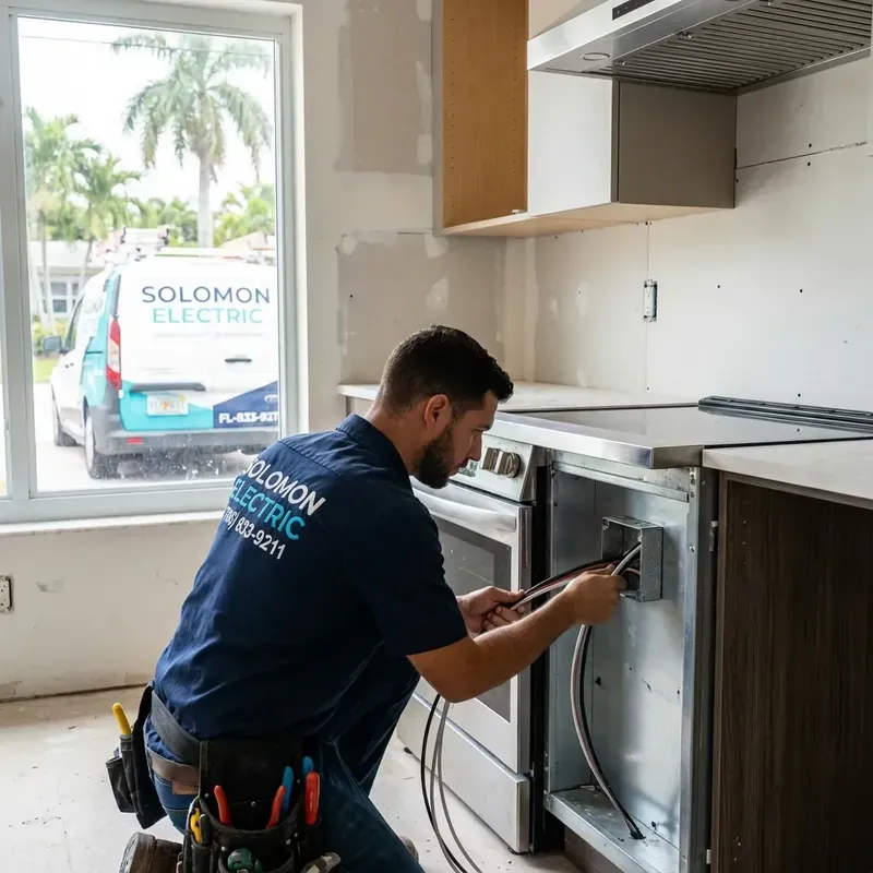 240V electrical wiring installation for kitchen appliances and electric range