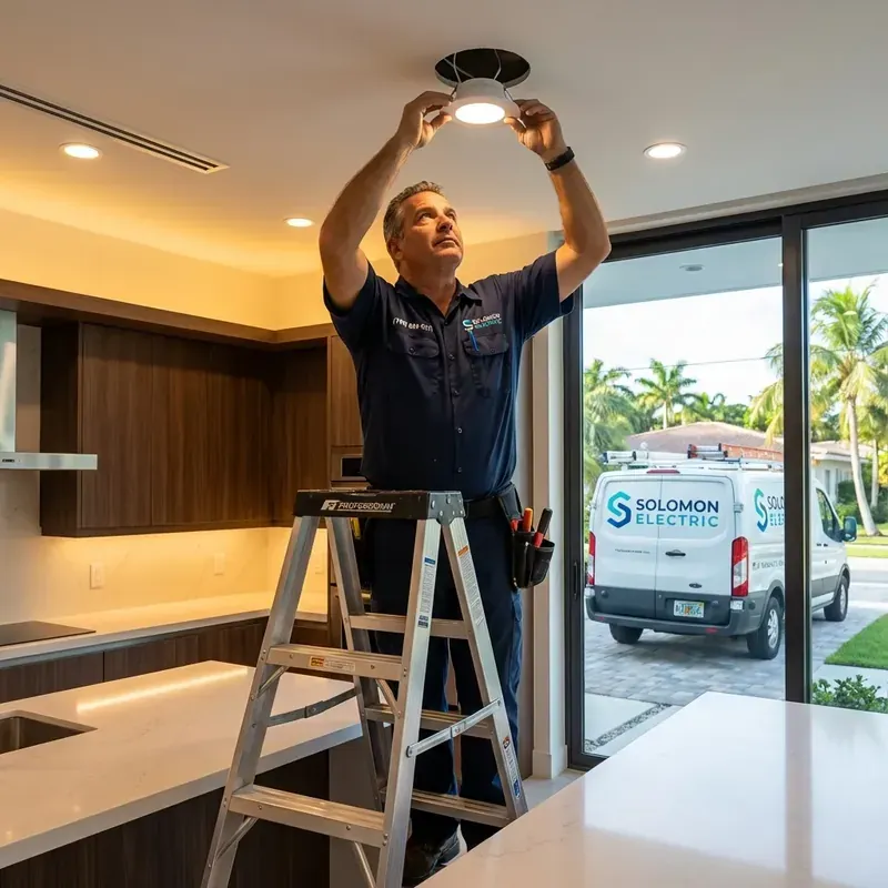 Professional installation of modern recessed lighting and pendant fixtures