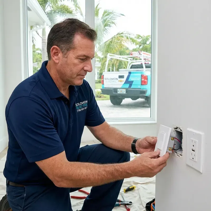 Modern GFCI outlet and smart switch installation in Miami home